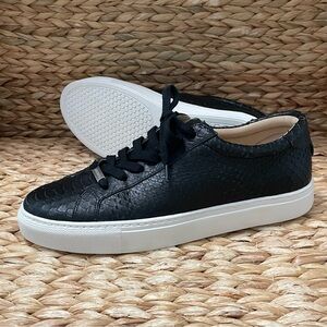 J / Slides Jibbie Snake Embossed Leather Shoes Black Womens Size 9‎